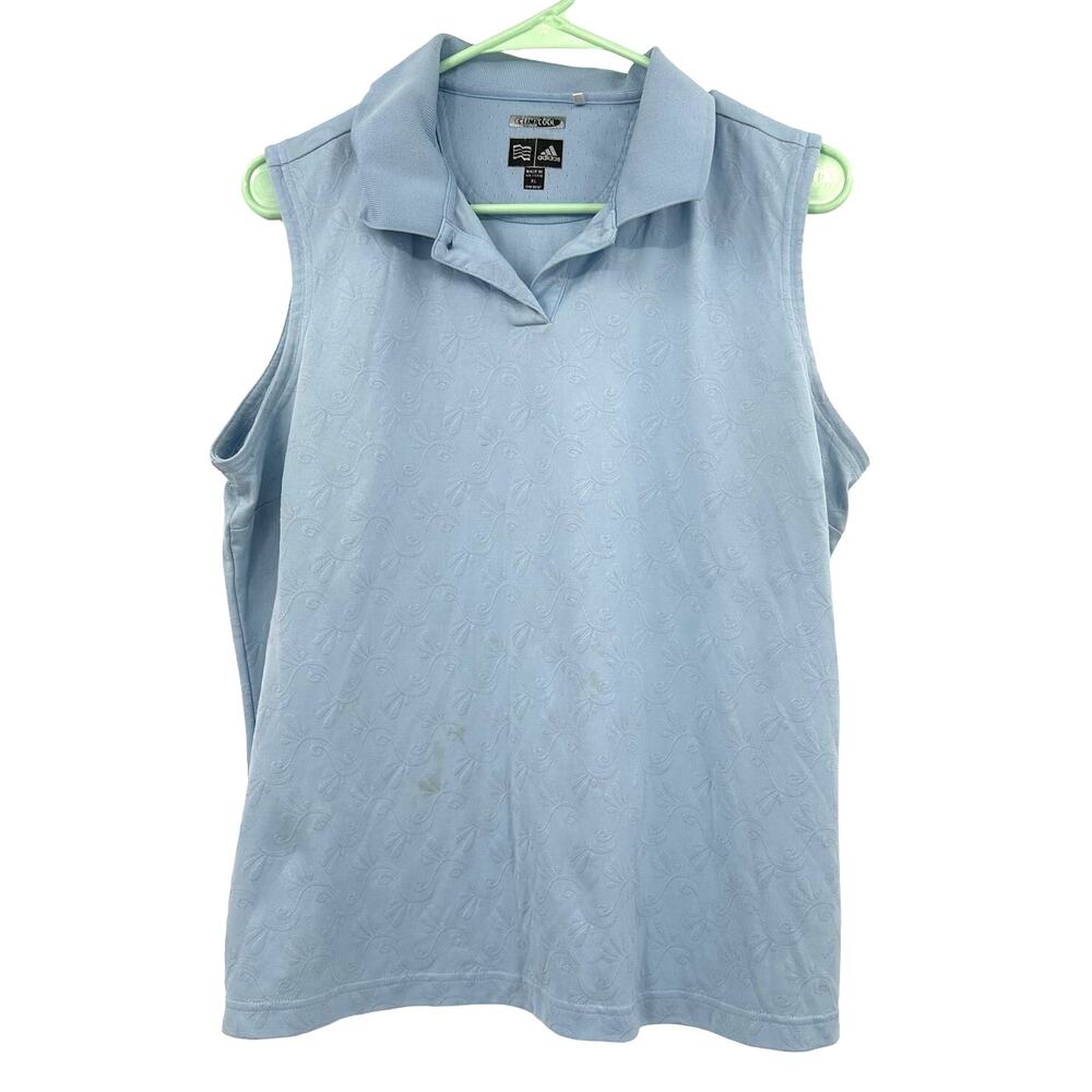 Adidas‎ Size XL Shirt Blue Sleeveless Tank Polo Cooling Activewear Athletic Gym